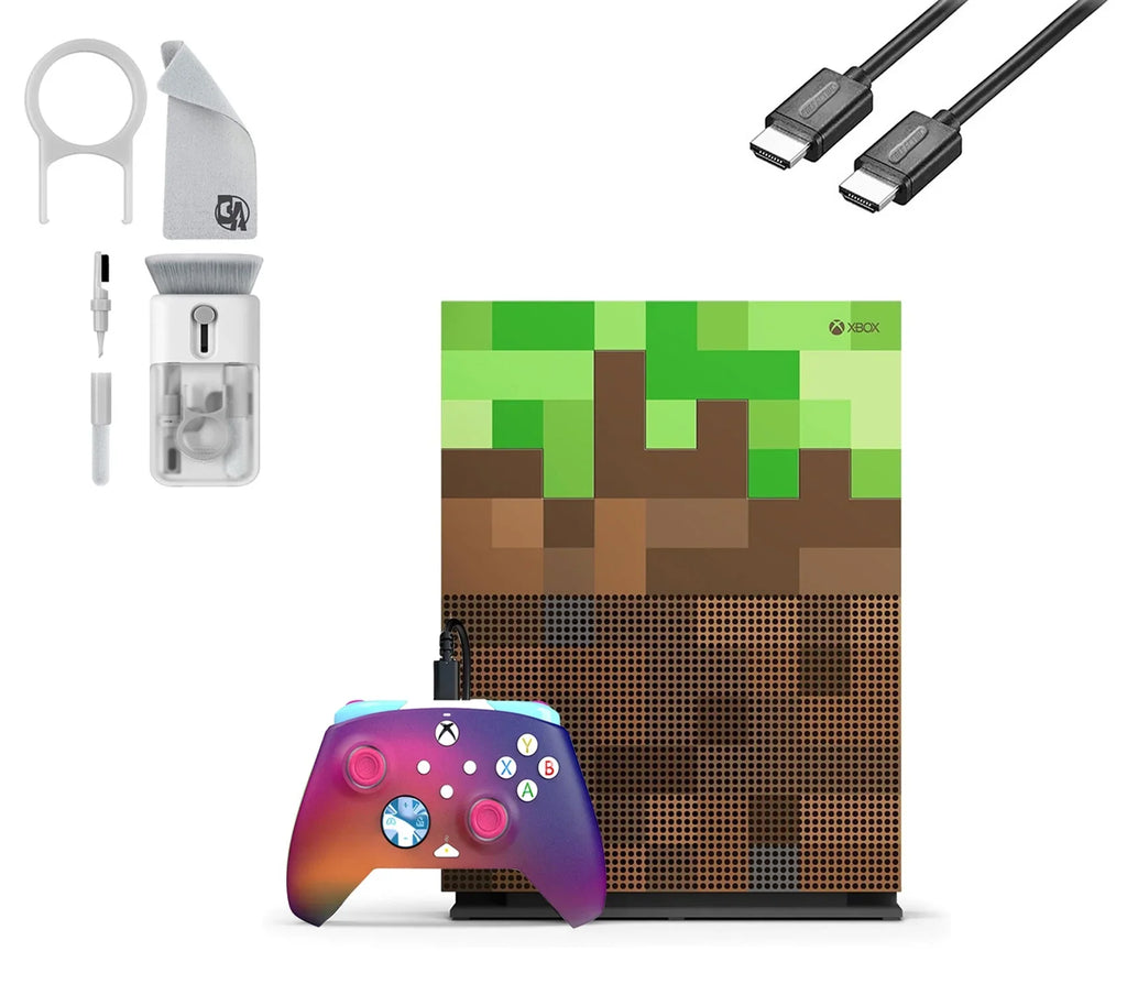 Xbox One S Minecraft Limited Edition 1TB Gaming Console + Cleaning kit BOLT AXTION Bundle Used