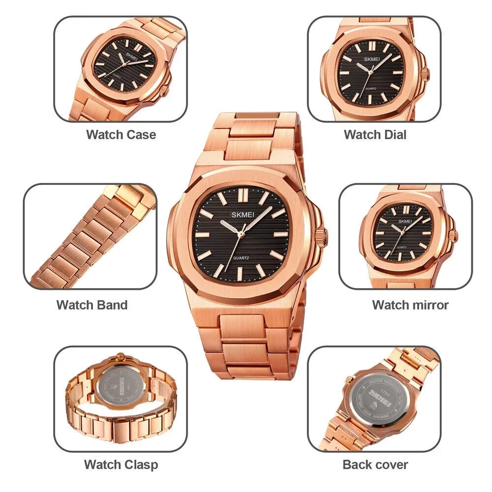 Men Quartz Watch Luxury Gold Steel Male Wristwatch For Business Gift