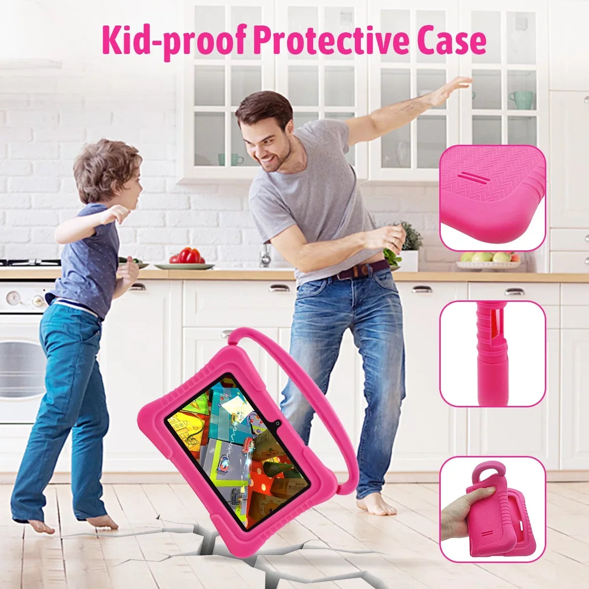 Android 11 Kids Tablet,Kids Learning Tablet,Antemper 7 inch Kids Tablet,32GB Storage,Toddler Tablet with Bluetooth, Wifi,Parental Control, HD Dual Camera, Play, Pink