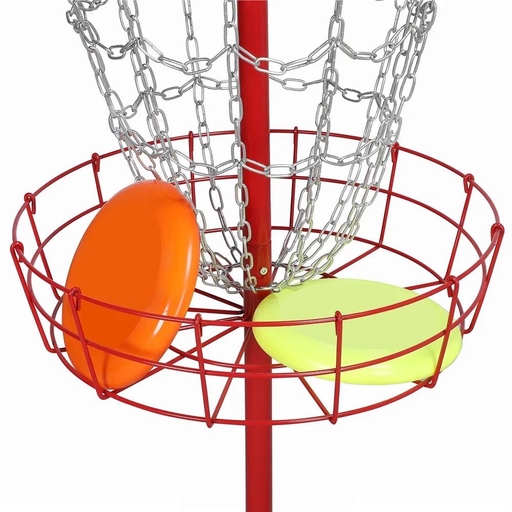 Easyfashion 12-Chain Metal Disc Golf Baske, Red