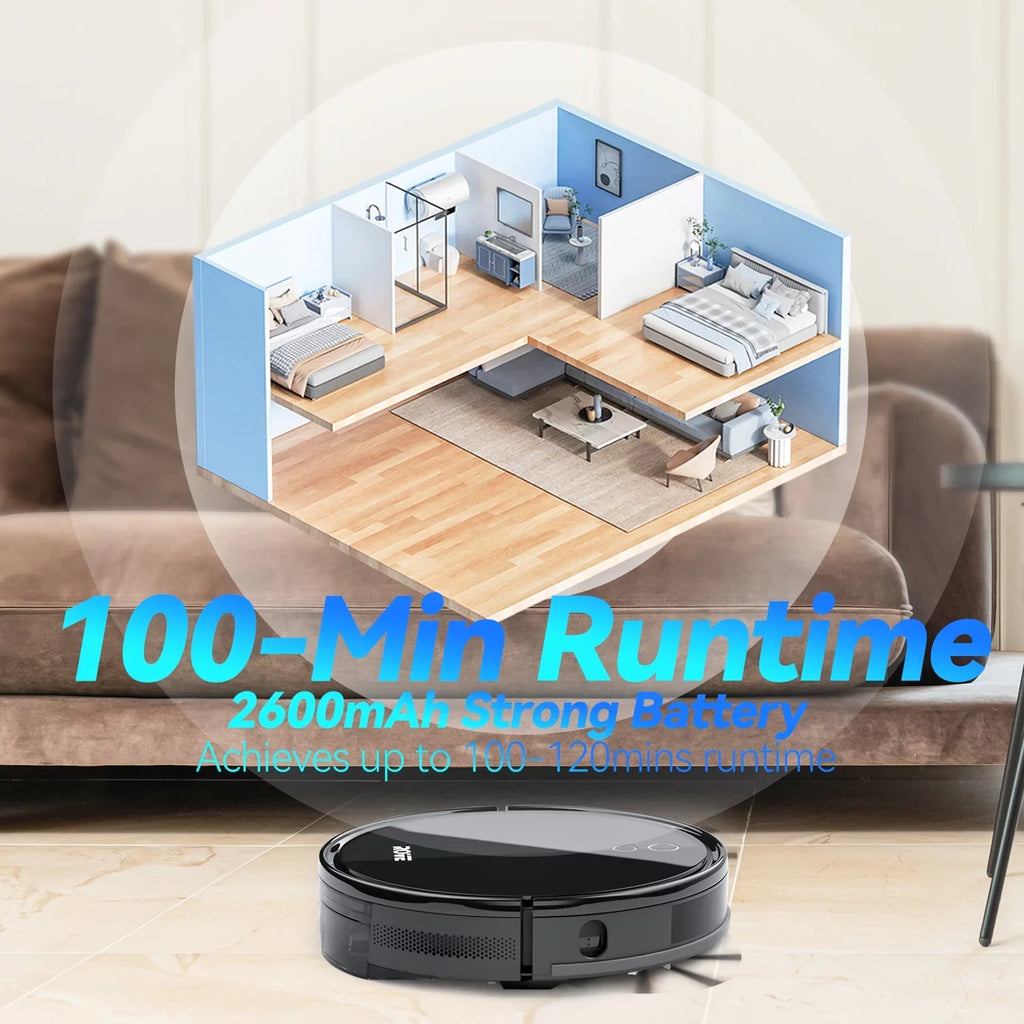 Rove Robot Vacuum Cleaner, 2000 Pa Strong Suction & 2600mAh Battery Life Robotic Sweeper with 600ML Dustbin, Automatic Self-Charging, Ideal for Pet Care, Hard Floor and Low Pile Carpet
