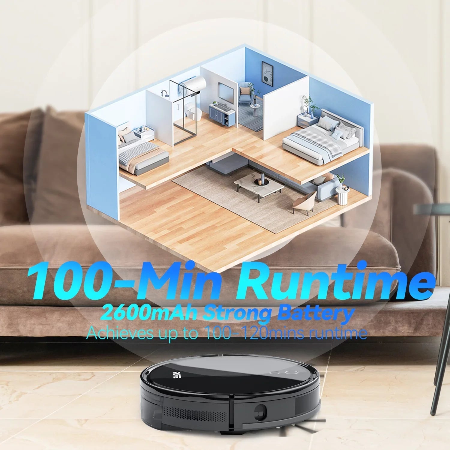 Rove Robot Vacuum Cleaner, 2000 Pa Strong Suction & 2600mAh Battery Life Robotic Sweeper with 600ML Dustbin, Automatic Self-Charging, Ideal for Pet Care, Hard Floor and Low Pile Carpet