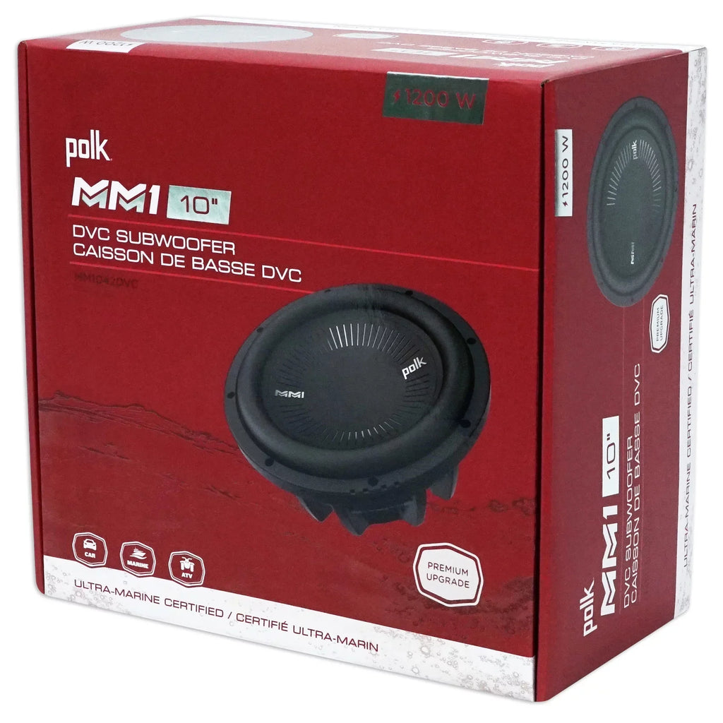 (2) Polk Audio MM1042DVC 10” 2400 Watt Car Subwoofers+Mono Amplifier+Amp Kit