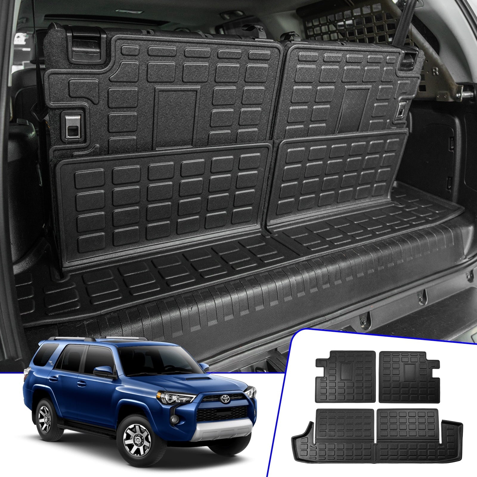 Fit 2010-2023 4Runner 7 Seats Trunk Mat Cargo Liner Accessories (3rd Row Backrest Mats+Trunk Mat)