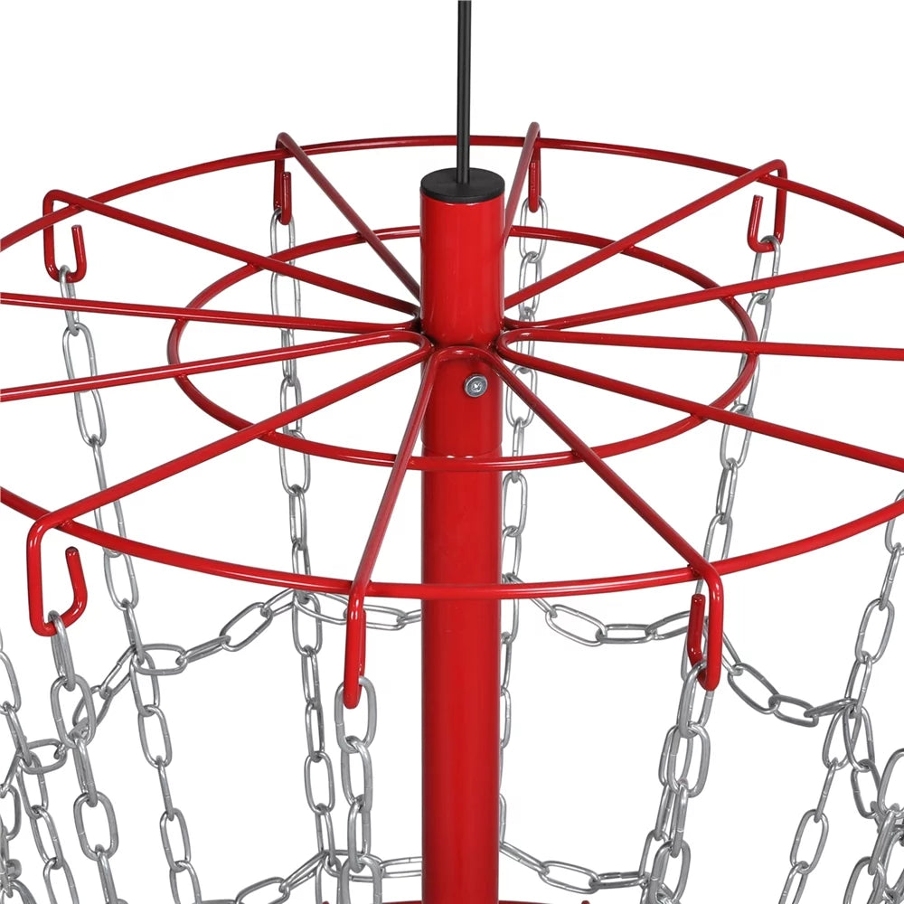 Easyfashion 12-Chain Metal Disc Golf Baske, Red