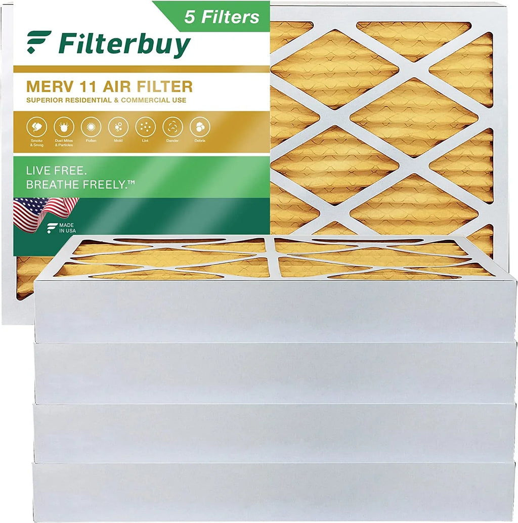 Filterbuy 8x20x4 MERV 11 Pleated HVAC AC Furnace Air Filters (5-Pack)