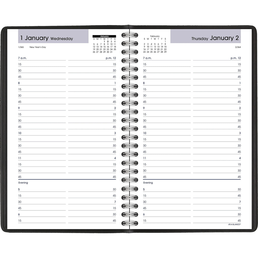AT-A-GLANCE® DayMinder® Daily Appointment Book/Planner, 5-1/2" x 8-1/2", Ebony January To December 2020, G10000