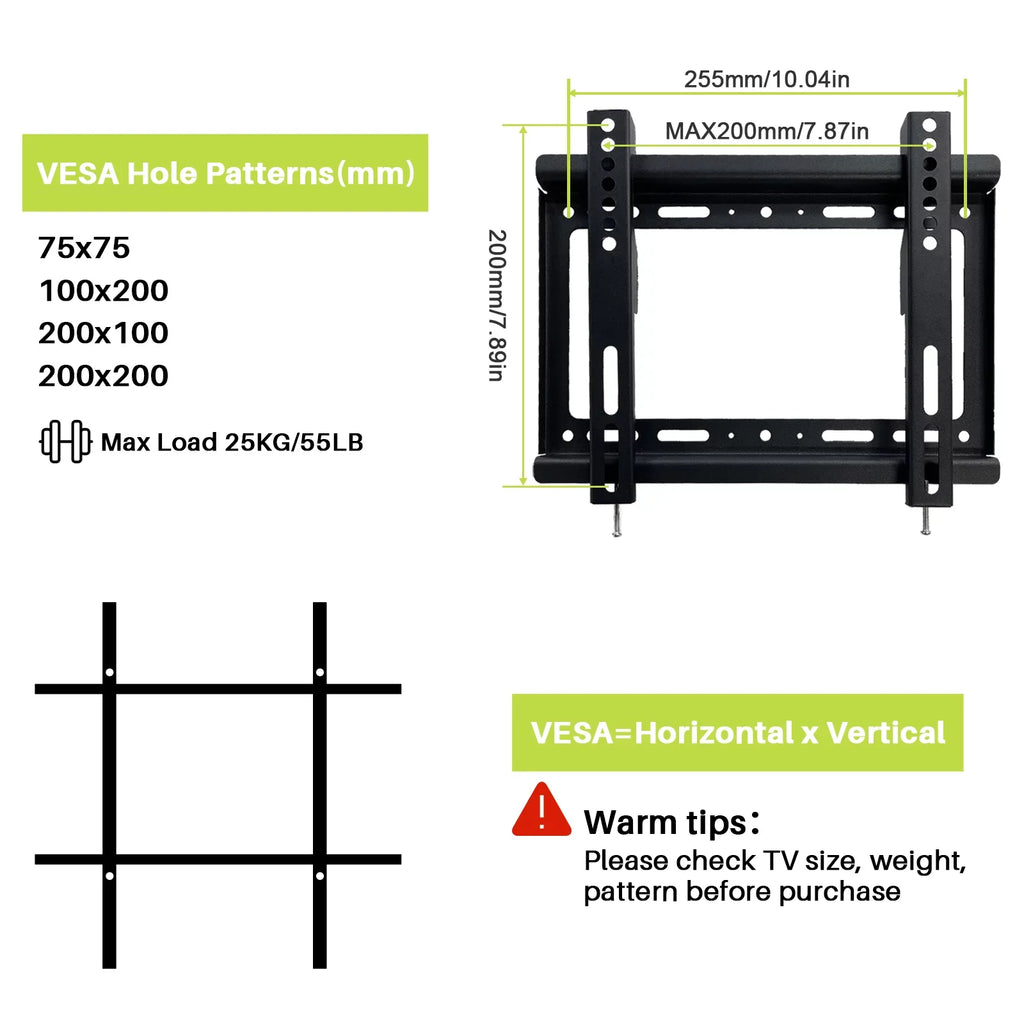 Sylvox RV TV Mount, TV Wall Mount for Most 14-42 Inch LED LCD OLED Flat Screen TV, VESA 200x200mm 75x75mm Max up to 55 lbs