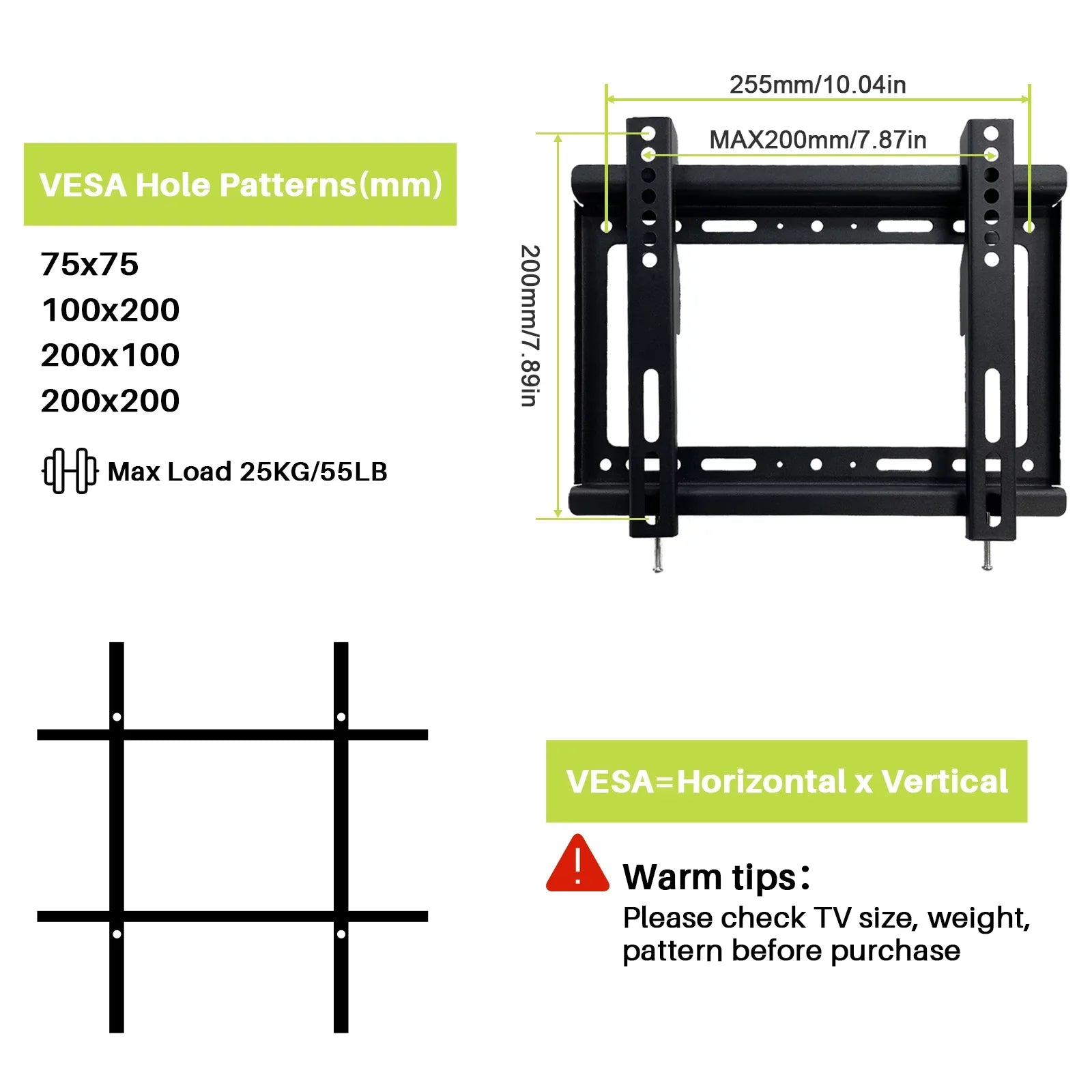 Sylvox RV TV Mount, TV Wall Mount for Most 14-42 Inch LED LCD OLED Flat Screen TV, VESA 200x200mm 75x75mm Max up to 55 lbs