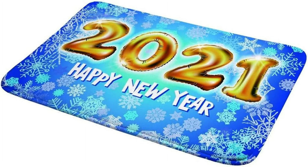 Wellsay Bathroom Mat Door Rugs Floor Mat Bathroom Carpet Super Cozy 2021 Happy New Year Print DecorativeIndoor Outdoor 36 x 24 inch