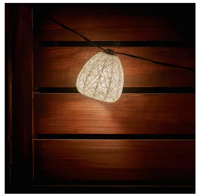 Hampton Bay Outdoor/Indoor 11 ft. Plug-In Mini Bulb LED Natural Fiber String Light (10-Heads)