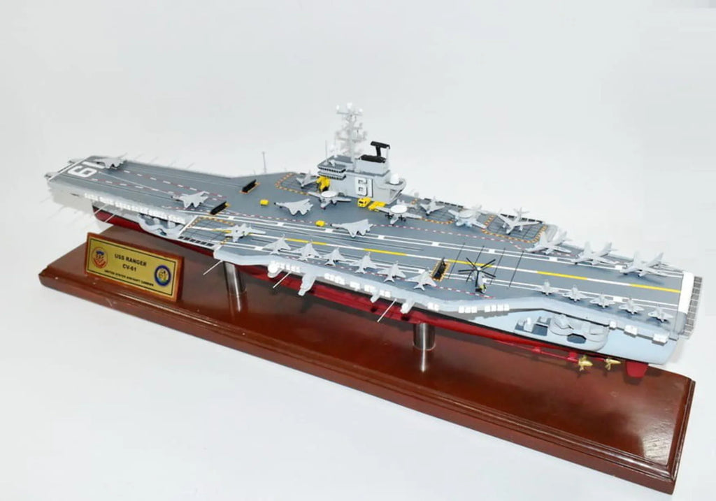 USS Ranger CV-61 Aircraft Carrier Model,Navy,Scale Model,Mahogany,Forrestal Class