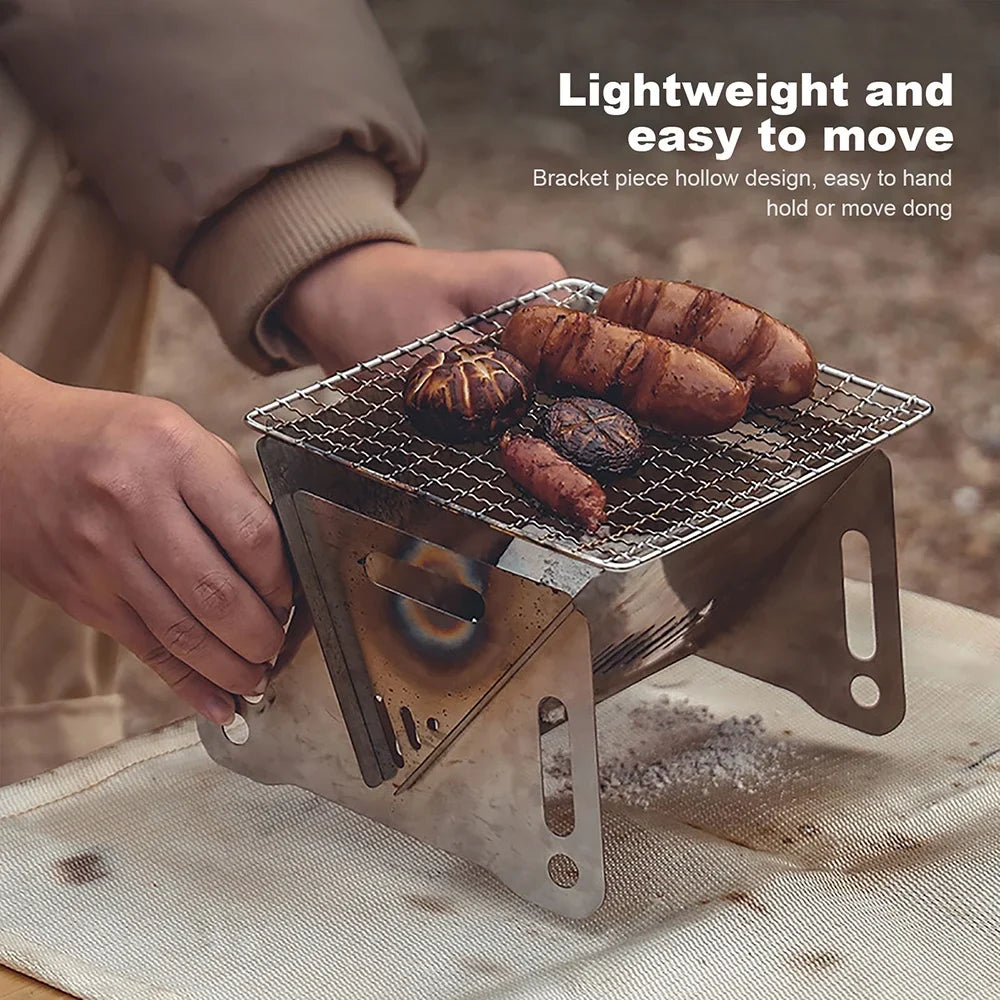 occkic Folding Charcoal Grill Portable Barbecue Grill Stainless Steel Mini BBQ Grill for Outdoor Cooking Camping Picnic