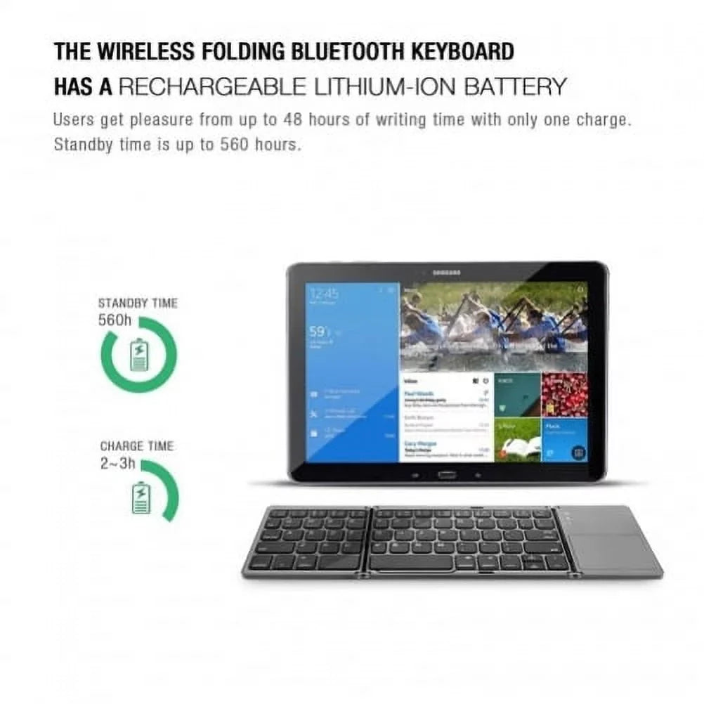 Rechargeable Folding Wireless Keyboard Portable Compact Y1K for iPad Pro 12.9 (2019) 10.5 9.7 4 3 2 - Zenfone V Live Max Plus M1, ROG Phone, AR 5z 5Q 4 Pro, Nexus 2 7