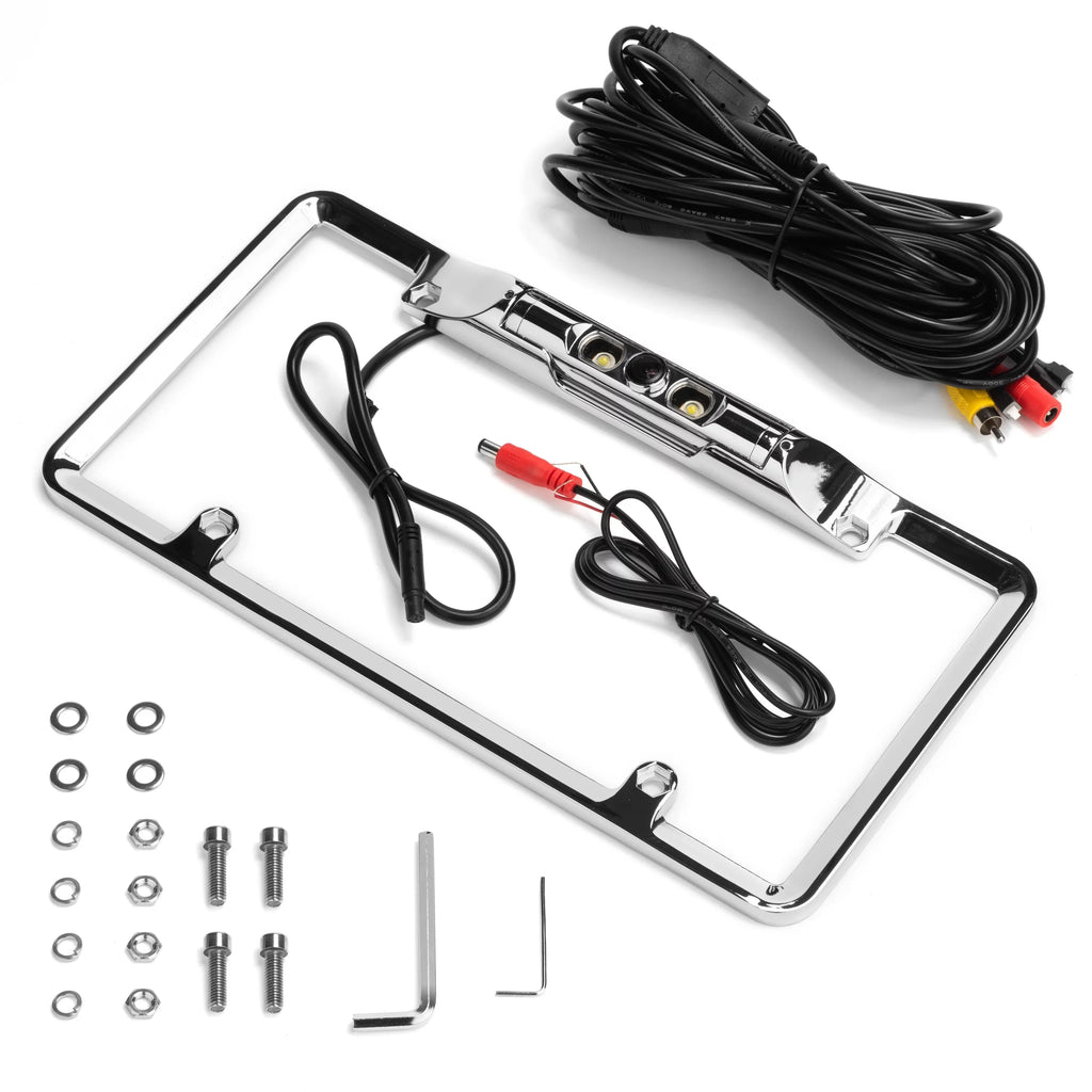 BOYO VTL200CL - Full-Frame License Plate Backup Camera with Parking Lines and LED Lights (Chrome)