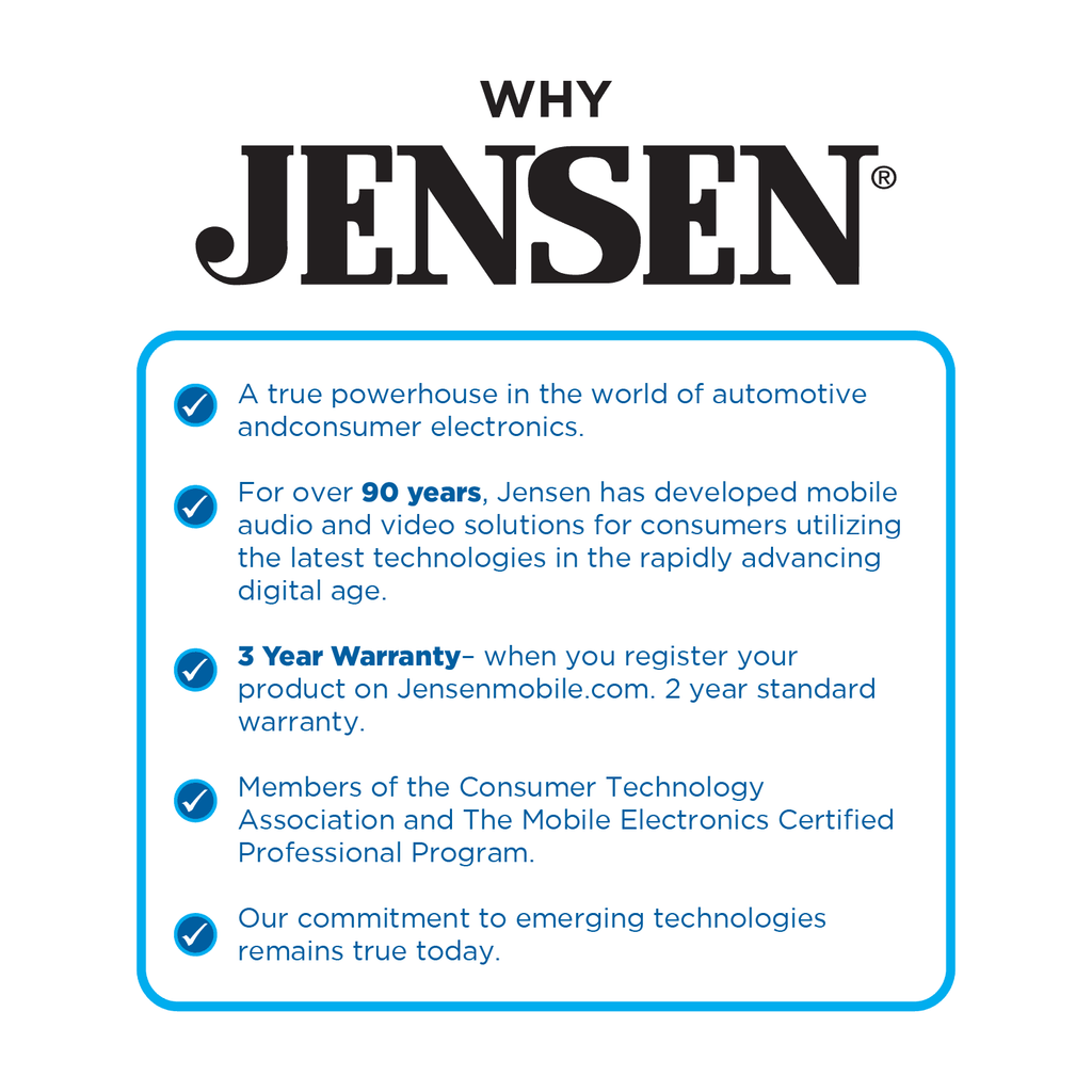 Jensen J3CA7W 7-inch Certified CarPlay Android Auto, Wired or Wireless, Double DIN Car Stereo Radio, New