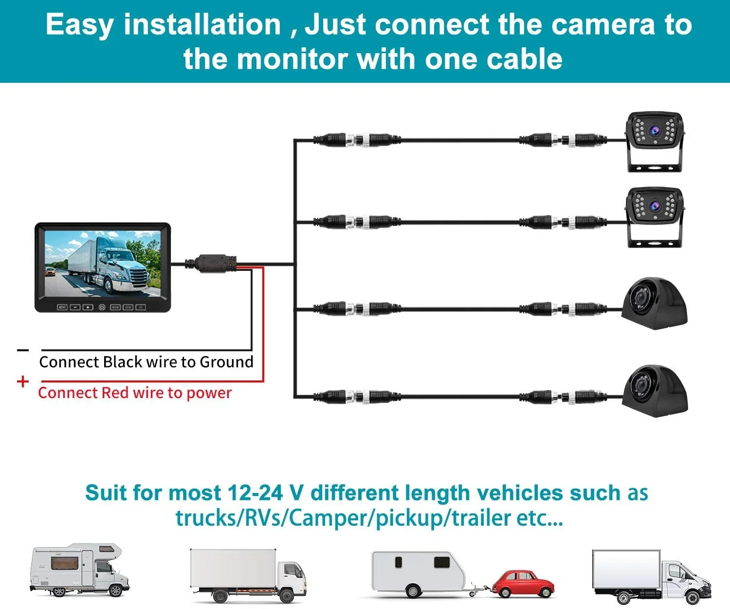 7'' Backup Camera Monitor Car Rear View Backup Camera Waterproof Night Vision HD DVR Recorder xRoose FY01