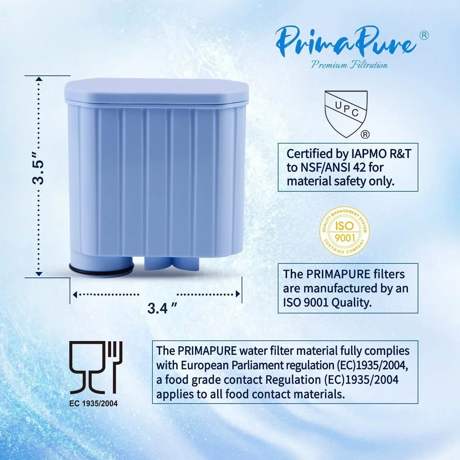 4-Pack PrimaPure Espresso Coffee Machine Water Filter Replacement For Philips Saeco AquaClean CA6903 Certified To NSF / ANSI 42 by IAPMO R&T