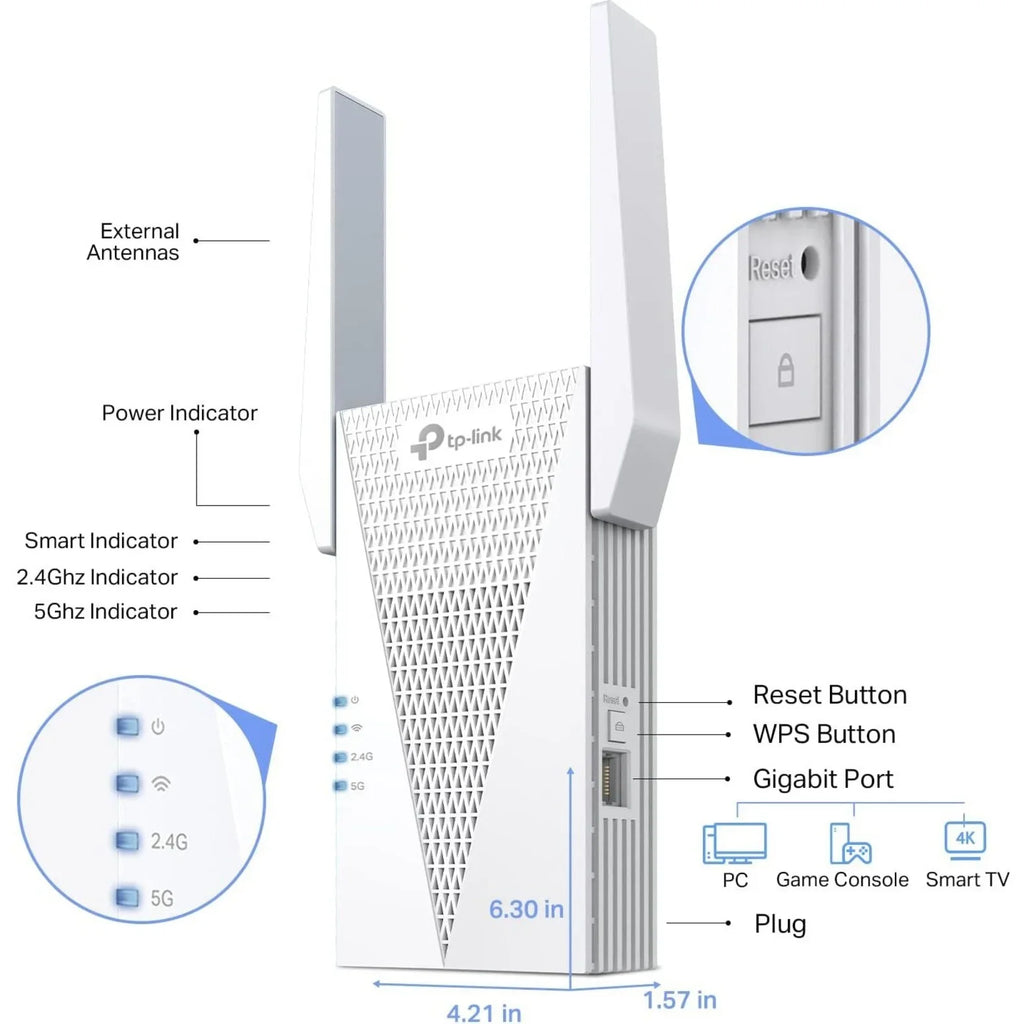 TP-Link RE715X AX3000 Mesh WiFi 6 Extender