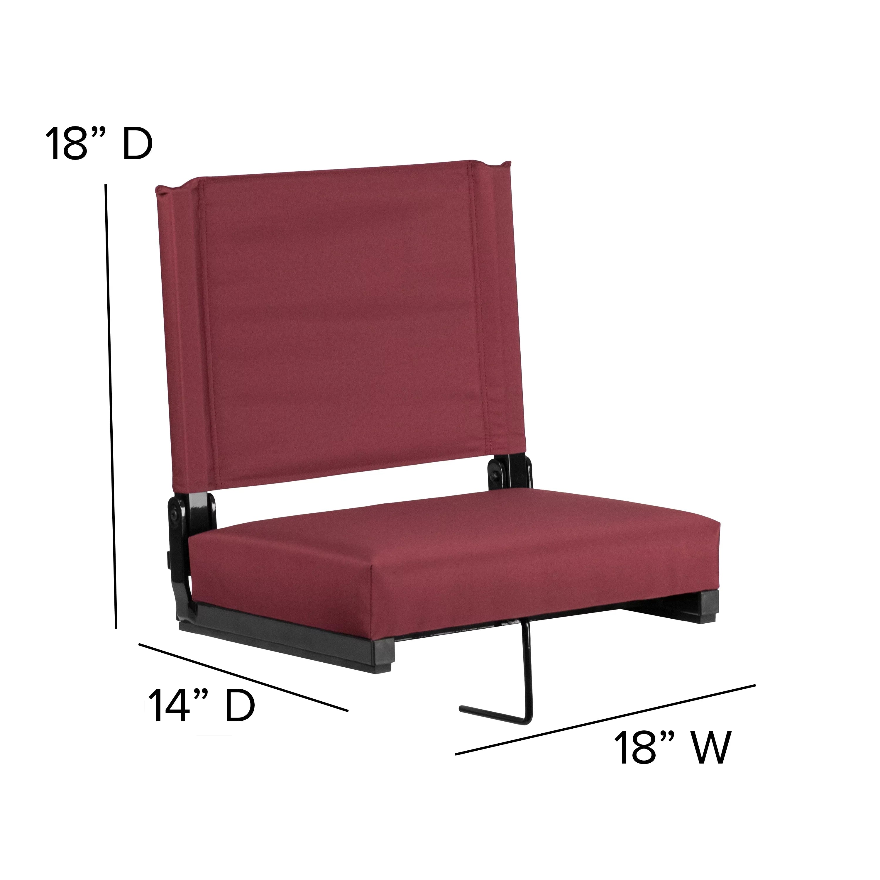 Flash Furniture Grandstand Comfort Seats by Flash - 500 lb. Rated Load Stadium Chair with Handle & Ultra-Padded Seat, Maroon