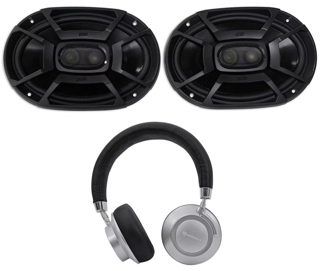 2) Polk Audio DB692 6X9" 450w Car Marine/ATV/Motorcycle/Boat Speakers+Headphones