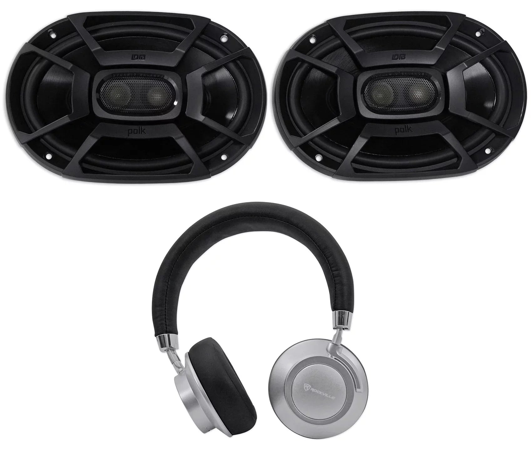 2) Polk Audio DB692 6X9" 450w Car Marine/ATV/Motorcycle/Boat Speakers+Headphones
