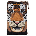 Fierce Tiger Club Bag Beaded Phone Crossbody, Brown Multi