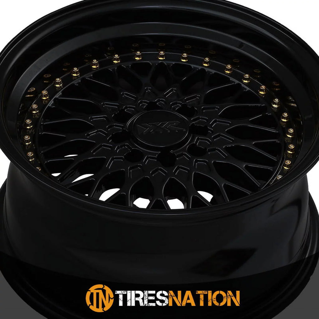 XXR 536 15x8 4x100/4x114.3 20et Jet / Gold Rivets Wheel