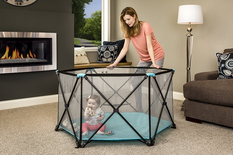 Regalo My Play® Portable Play Yard Indoor and Outdoor, Washable, Aqua, 6-Panel, Unisex
