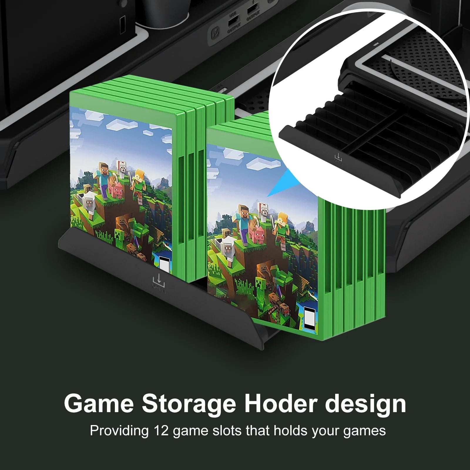 Vertical Charging Stand with Cooling Fan for Xbox Series X/S, Cooling Station Dock with 12 Games Storage Organizer, Dual Controller Charger Station & Headphone Holder with 2 X 1400 mAh Battery Packs