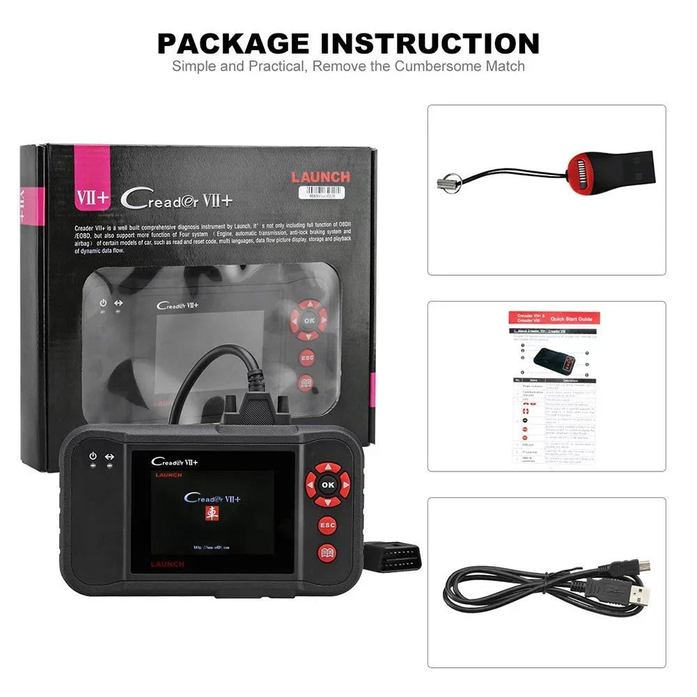 Launch X431 Creader VII+ (CRP123) OBD2 Scanner EOBD Car Diagnostic Code Reader Testing Engine/Transmission/ABS/Airbag