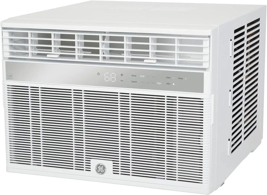GE AHY08LZ Smart Window Air Conditioner with 8000 BTU Cooling Capacity Wifi Connect 3 Fan Speeds 115 Volts 11.4 CEER and Fixed Chassis in White