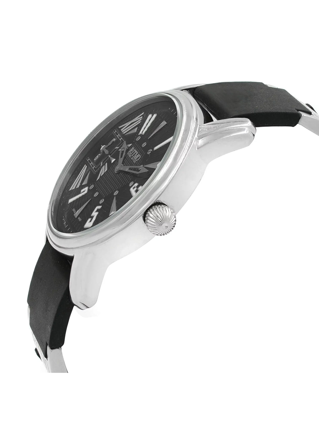 Pre-Owned Ritmo Mundo Ebony Forum Divina Dual Time Steel Rubber Swiss Quartz Watch 121 (Good)