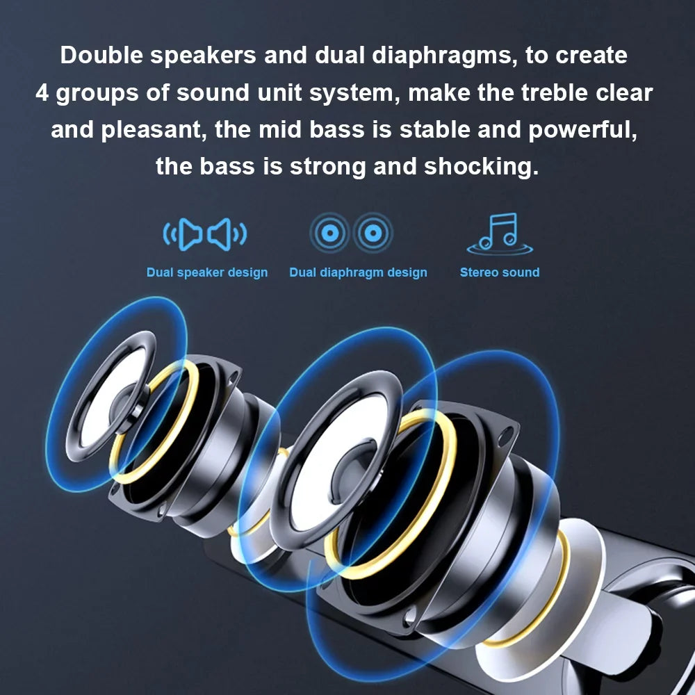 Radirus V-111 Computer Speaker, USB Wired Powerful Bar Stereo Subwoofer Bass Speaker, Surround Sound Box for PC Laptop Phone Tablet MP3 MP4, Audio Equipment for Home Theater-Like Audio Quality