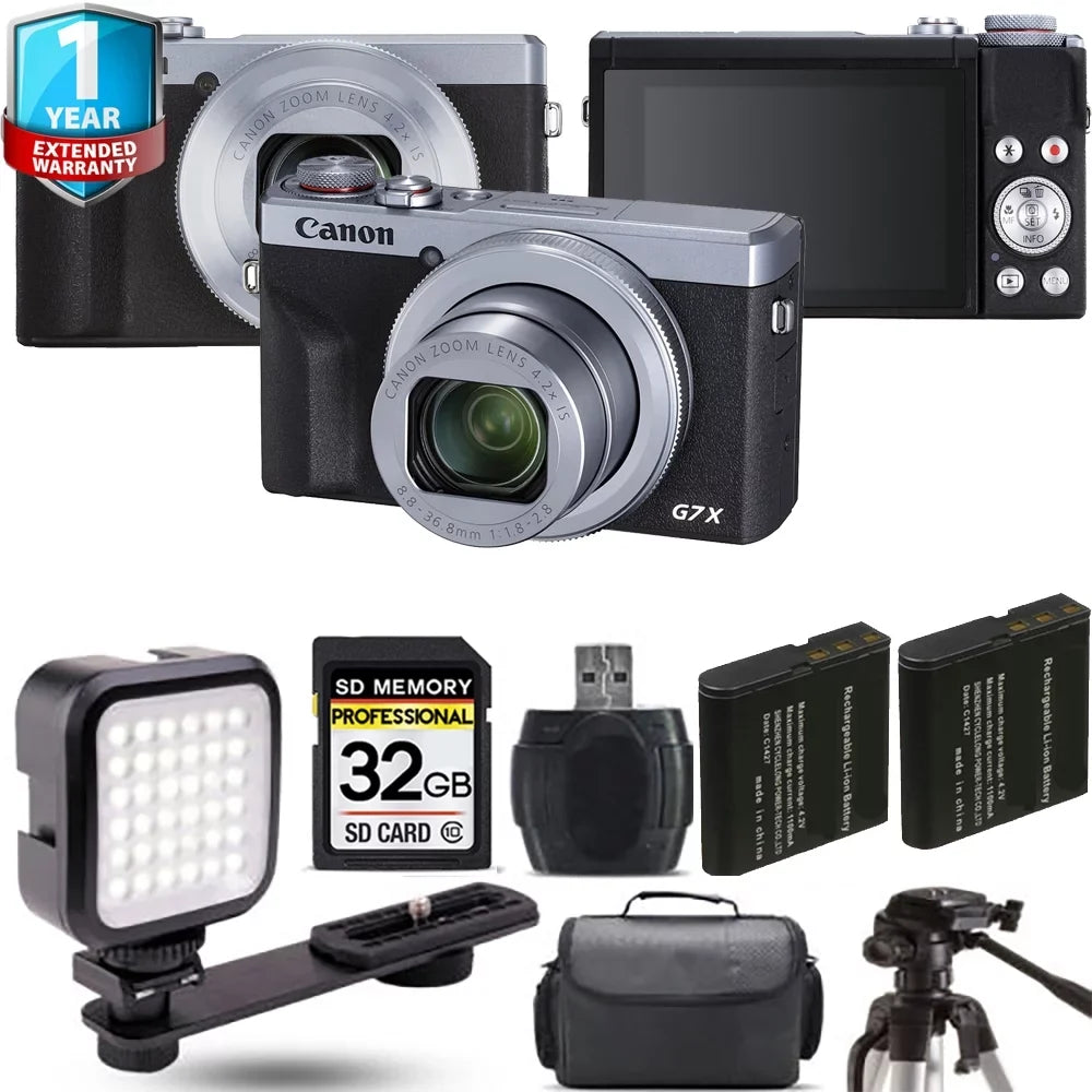 PowerShot G7 X Mark III Digital Camera (Silver) + Extra Battery + LED +1 Yr Warranty