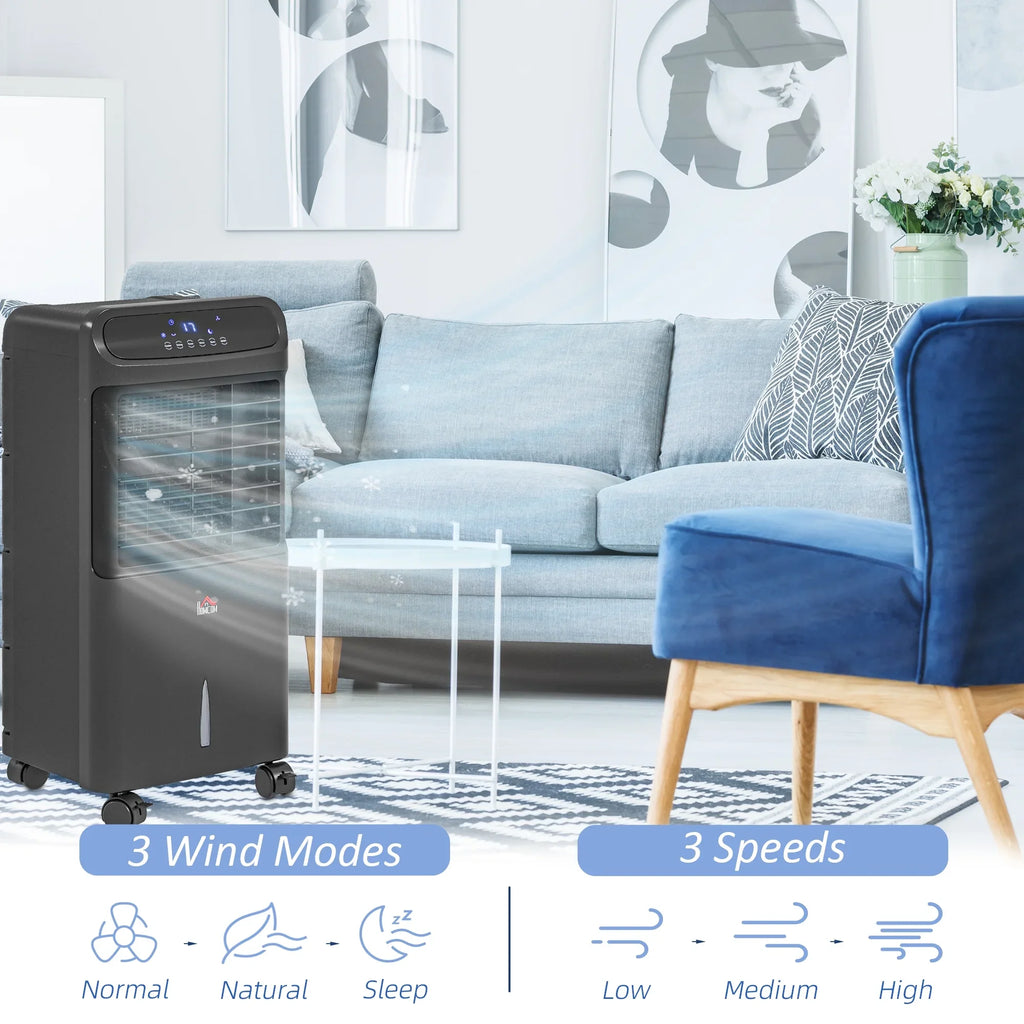HOMCOM 3-In-1 Mobile Evaporative Air Cooler with Remote Oscillating Ebony