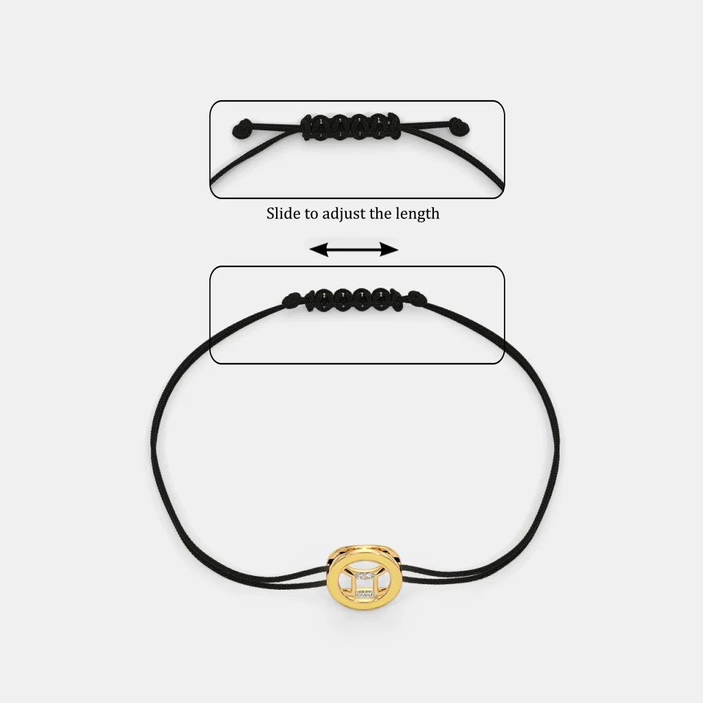 SILBERO INDIA The Enid Gemini Cord Bracelet - Adjustable Elegance in 18Kt Yellow Gold