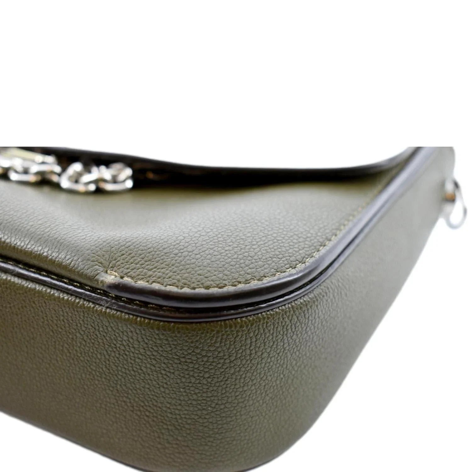 Pre-owned LOUIS VUITTON Very Calfskin Leather Saddle Shoulder Bag Khaki Green