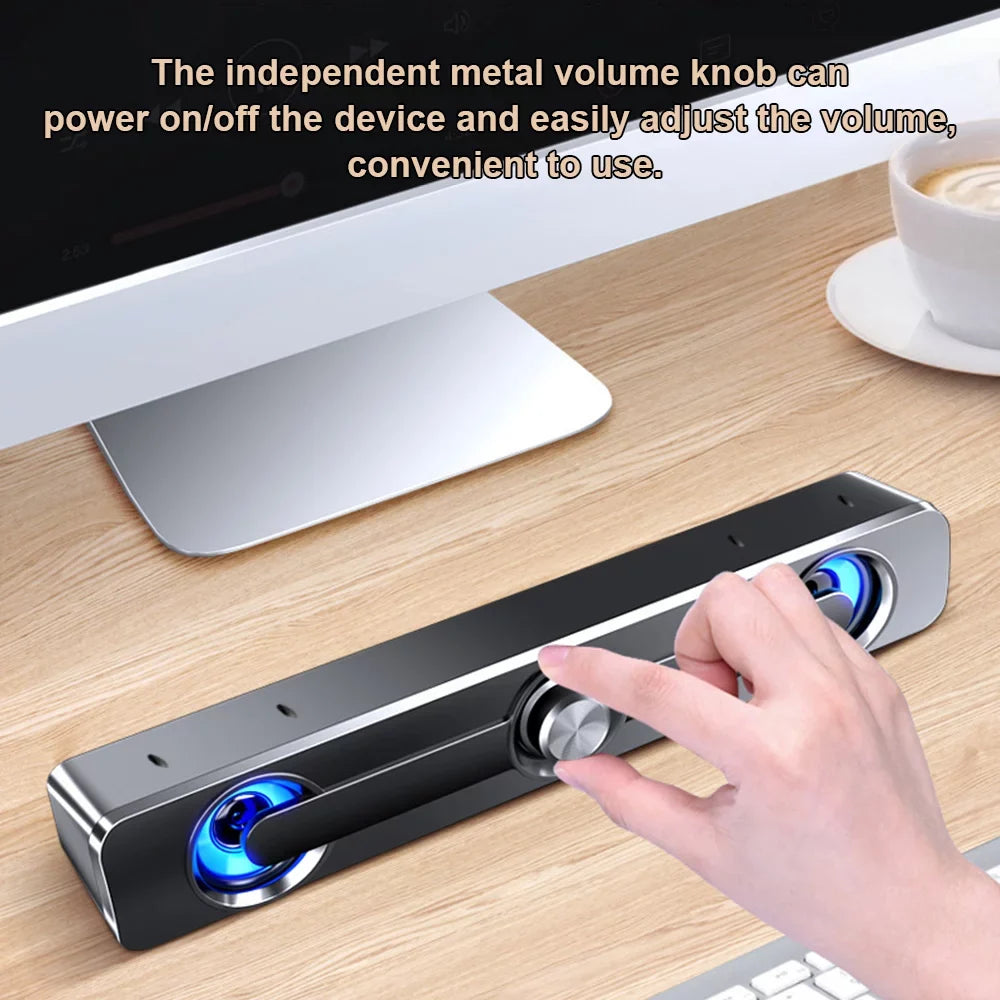 Radirus V-111 Computer Speaker, USB Wired Powerful Bar Stereo Subwoofer Bass Speaker, Surround Sound Box for PC Laptop Phone Tablet MP3 MP4, Audio Equipment for Home Theater-Like Audio Quality