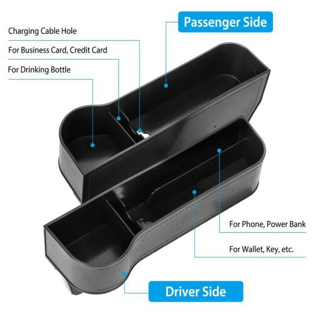 Car Console Side Organizer Auto Seat Gap Storage Box Key Phone Cup Holder 2Pcs