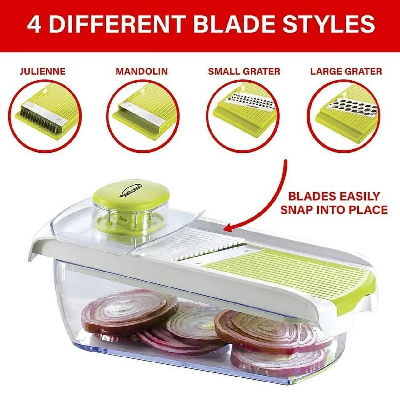 Brentwood Mandolin Slicer with 5-Cup Storage Container and 4-Interchangeable Stainless Steel Blades