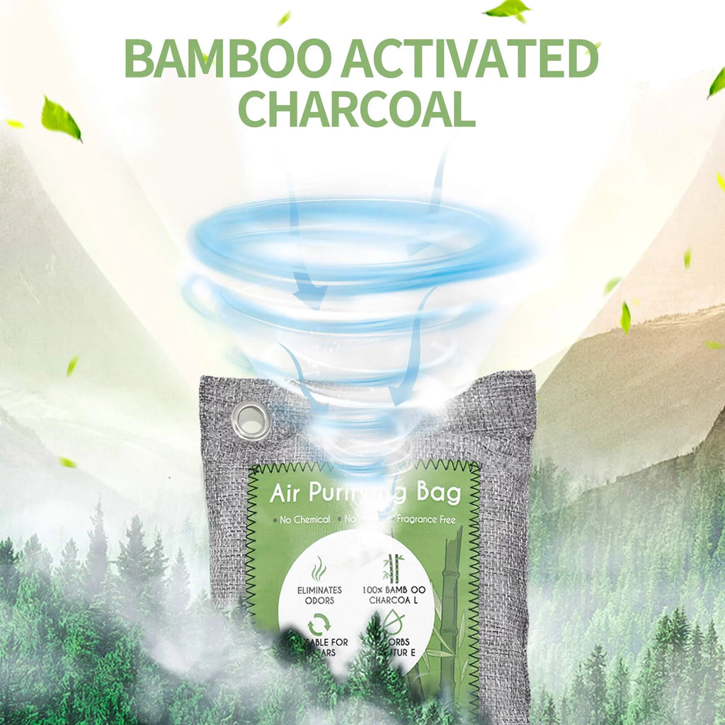 12 Pack Bamboo Charcoal Air Purifying Bag, Activated Charcoal Bags Odor Absorber, Moisture Absorber, Natural Car Air Freshener, Shoe Deodorizer, Odor Eliminators For Home, Pet, Closet (6x50g, 6x150g)