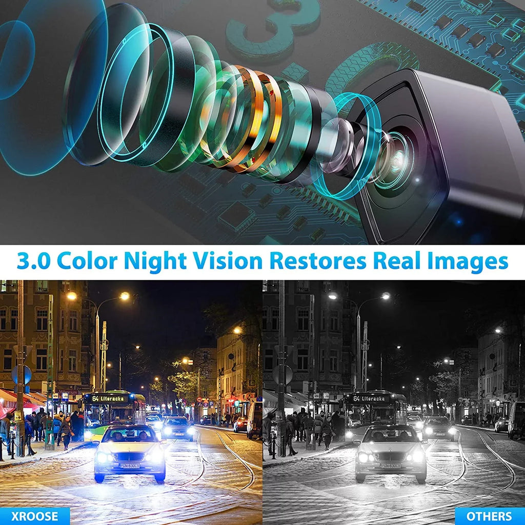 Xroose HD Backup Camera for Car and Truck Rear View Parking Vehicle Camera High Definition Night Vision IP69K Waterproof License Plate Camera 152˚ Wide View 12-24V