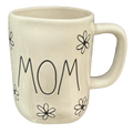 Rae Dunn MOM Ivory Ceramic Mug Jet LL Letters Dark Daisys 16 oz dishwasher safe may get hot in Microwave Mother's Day