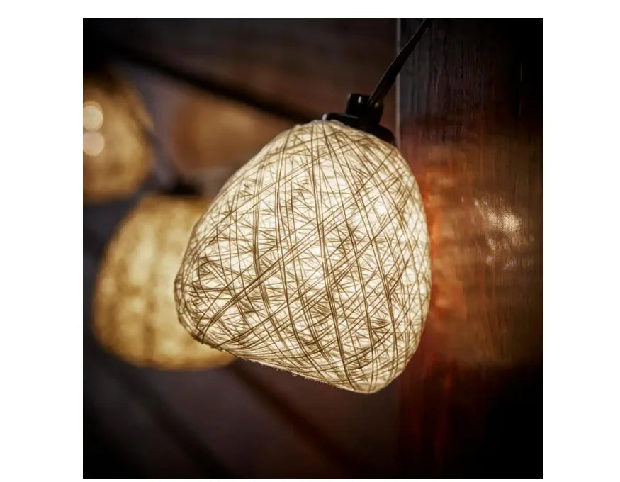 Hampton Bay Outdoor/Indoor 11 ft. Plug-In Mini Bulb LED Natural Fiber String Light (10-Heads)