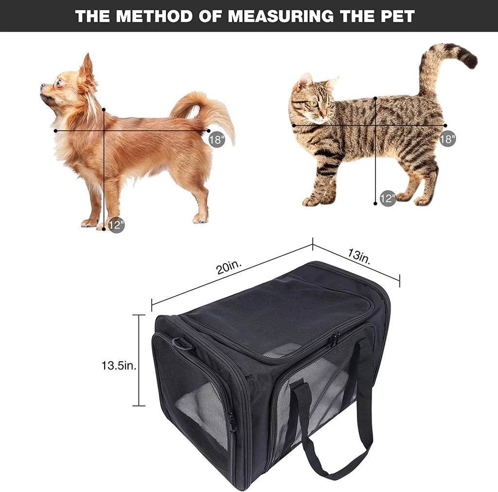Lineslife Dog Carrier Bag for Medium Dogs 25 lbs, Collapsible Large Pet Cat Carrier Bag for Medium Cats or 2 Small Cats Puppy Car Traveling, Jet