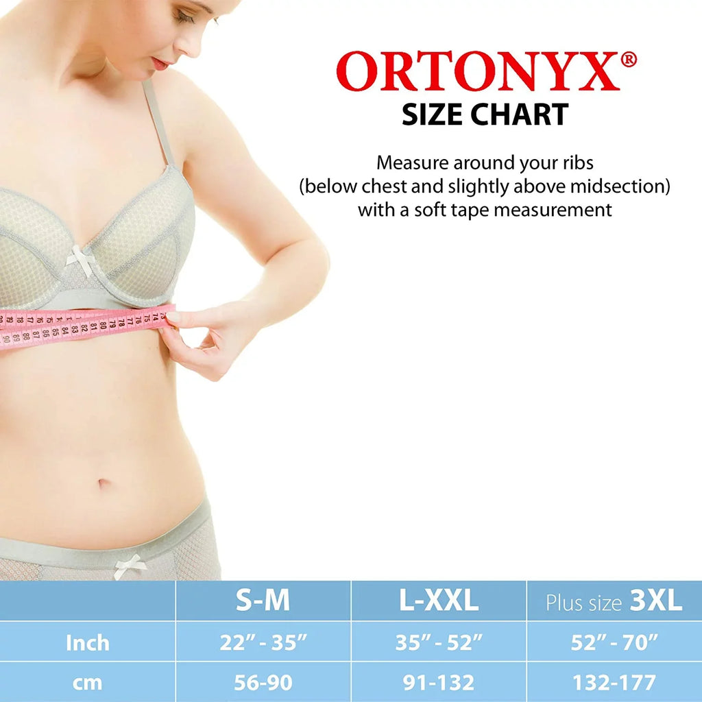 ORTONYX 6.25" Broken Rib Brace Unisex - Elastic Chest Wrap Comppression Support Belt - Rehabilitation of Cracked, Fractured, Dislocated Ribs Post-Surgery Aid Plus Size 3XL Dark / ACOX5226-BK-3XL