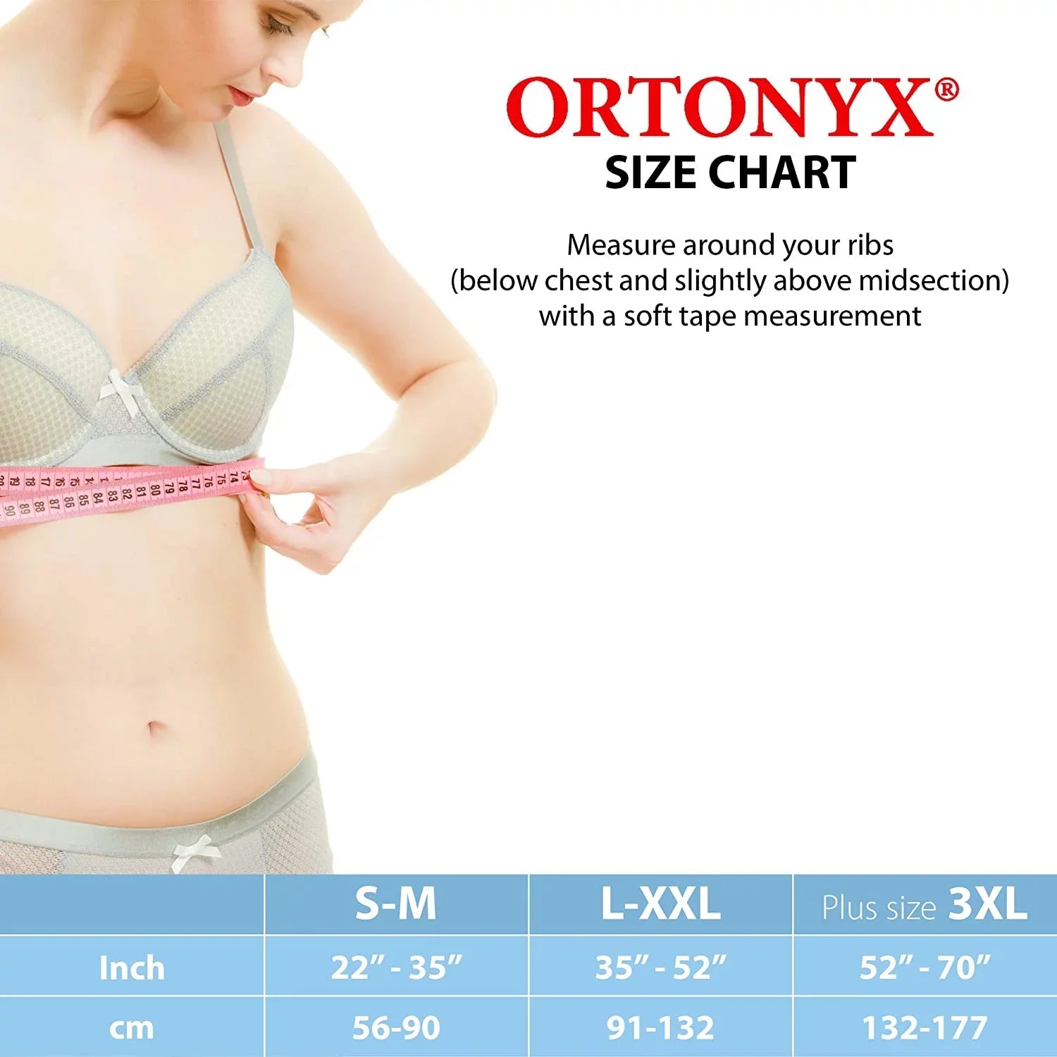 ORTONYX 6.25" Broken Rib Brace Unisex - Elastic Chest Wrap Comppression Support Belt - Rehabilitation of Cracked, Fractured, Dislocated Ribs Post-Surgery Aid Plus Size 3XL Dark / ACOX5226-BK-3XL