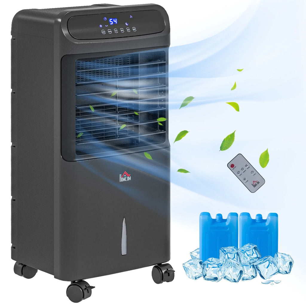 HOMCOM 3-In-1 Mobile Evaporative Air Cooler with Remote Oscillating Ebony