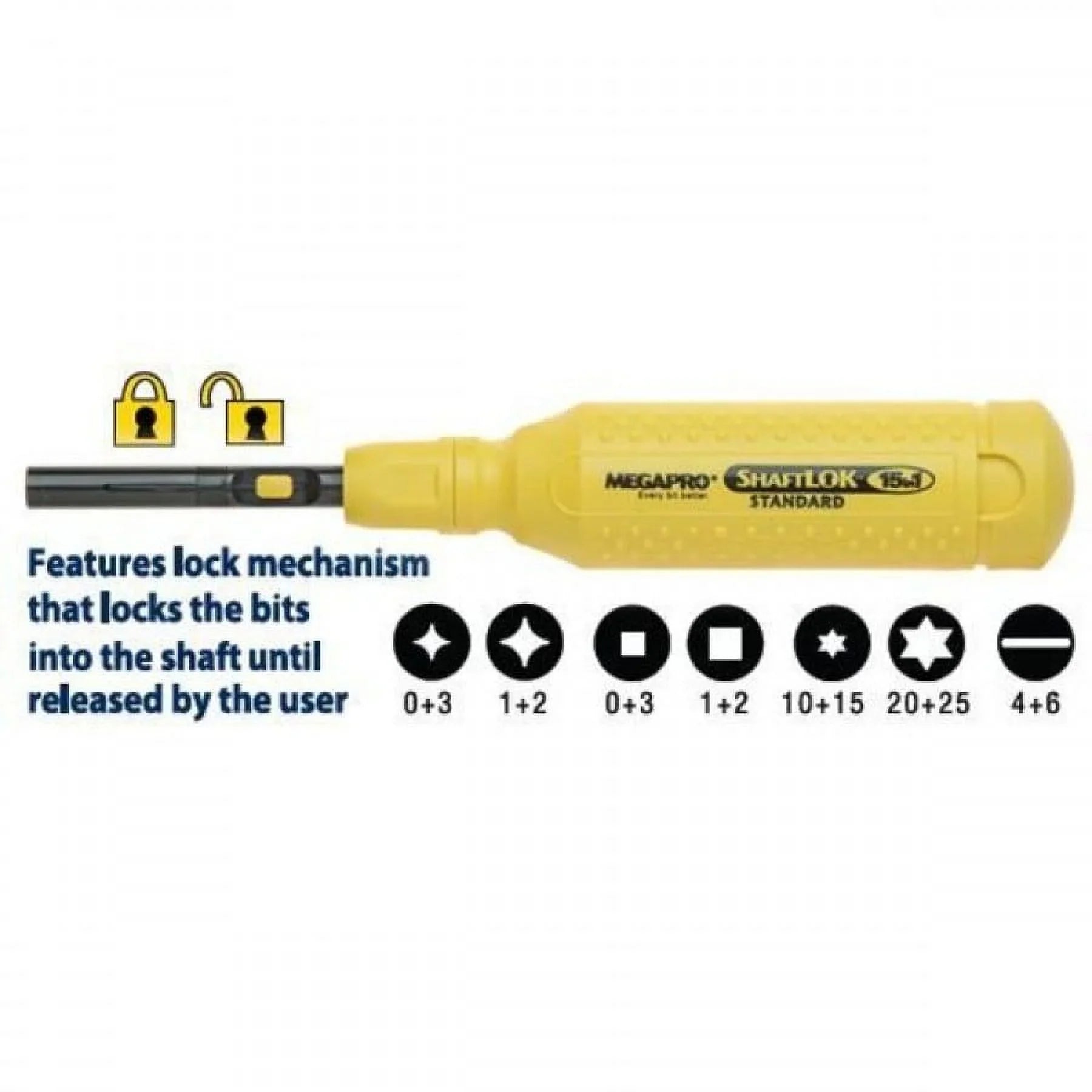 Megapro Multi-Bit Screwdriver, NumBits 6 151SL44-B